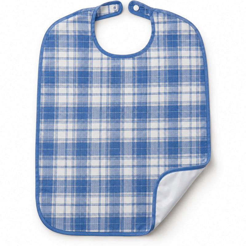 Plaid Adult Bib with Barrier