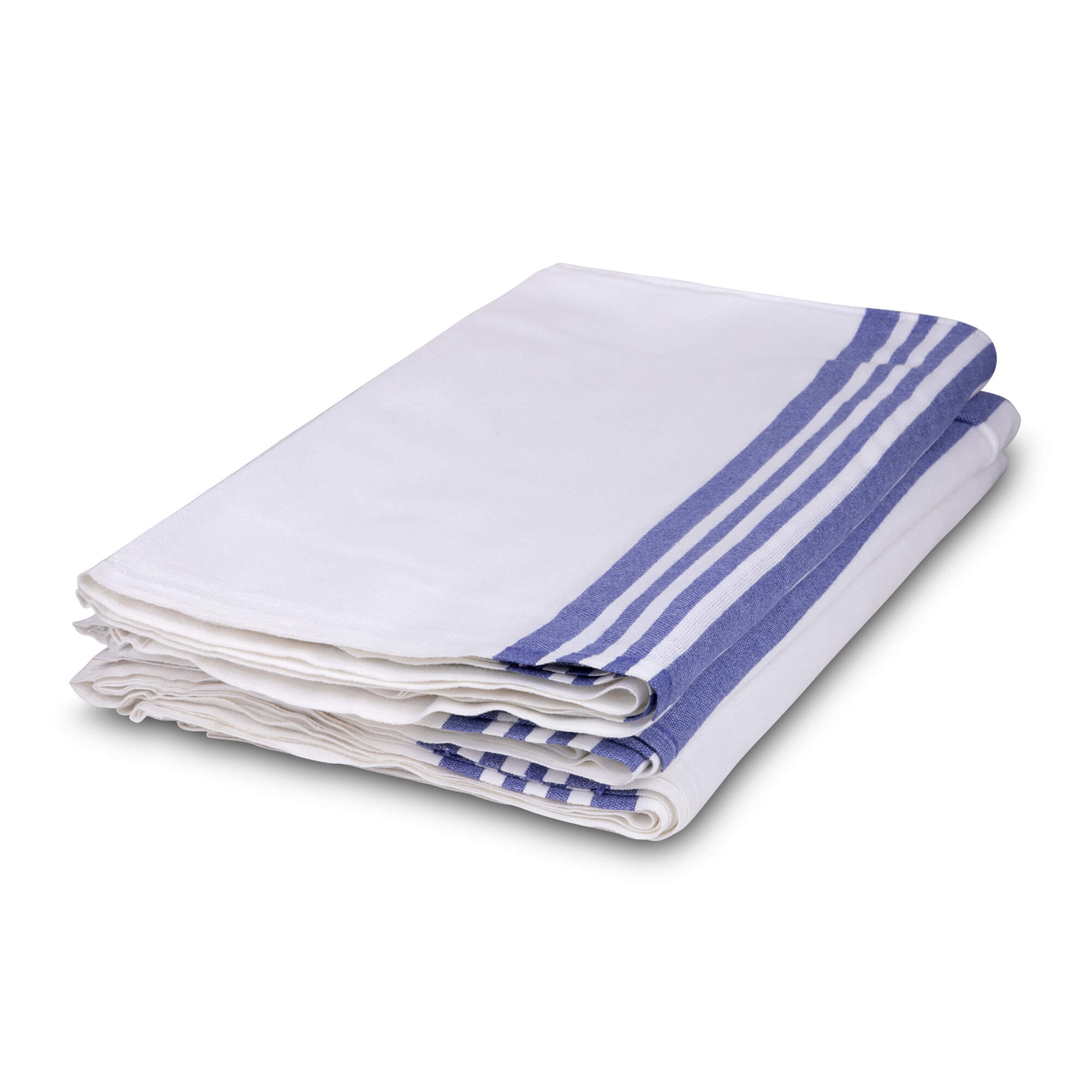 Wovio™-Bath Blankets, White W/Blue Stripes